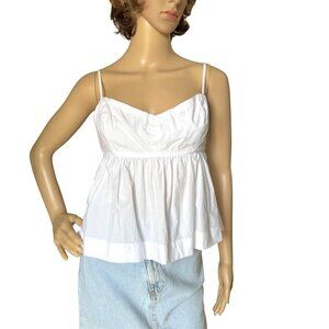 J Crew White Babydoll Cami Top Cotton Peplum Blouse Size Small Adjustable Straps